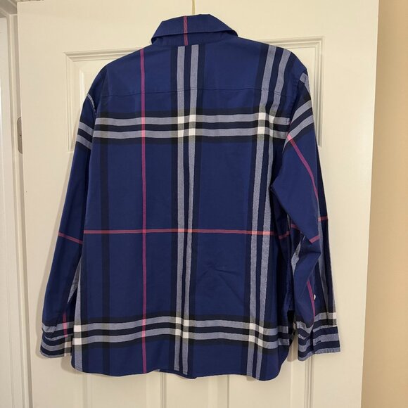 Hinson Wu Long Sleeve Blouse Oversized Plaid Blue M - Picture 4 of 4